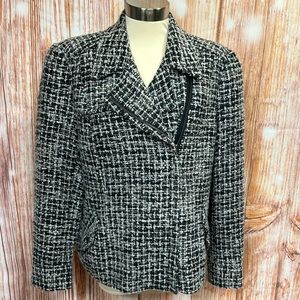 Coldwater Creek Classic‎ Tweed Offset Zip Front Blazer